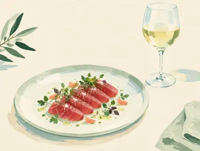 Illustration: Ein Abend mit Fischküche am Viale Regina Margherita.