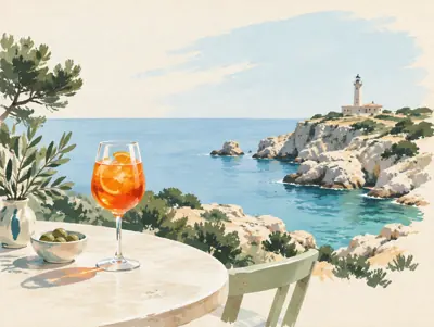 Illustration: Ein Aperitivo, der sich gut mit einem Abstecher nach Calamosca verbinden lässt.
